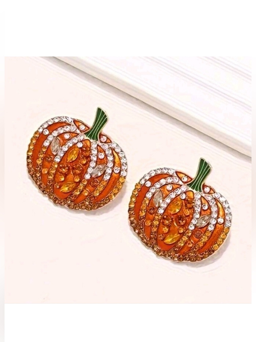 BETSEY JOHNSON RHINESTONE PUMPKIN EARRINGS
